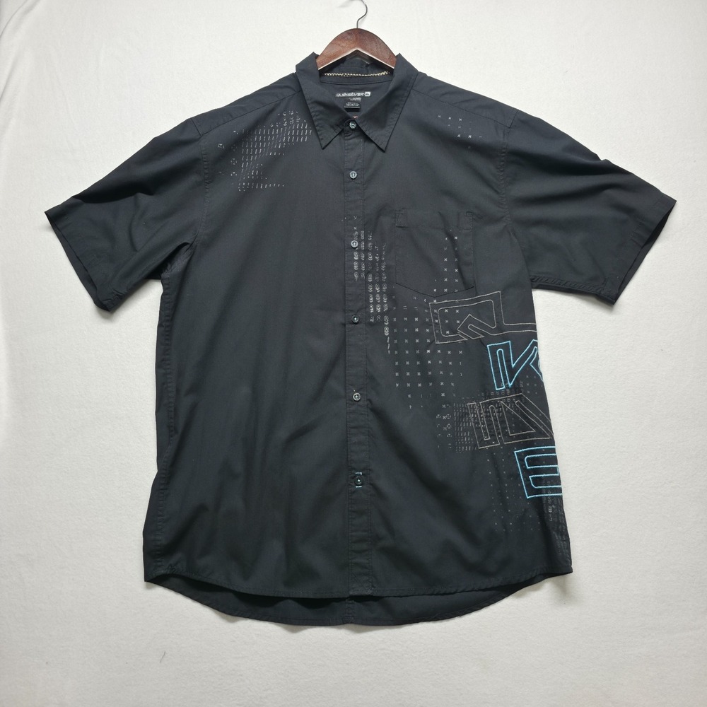 Quiksilver Men's‎ Black Short Sleeve Button Up Shirt Size XL